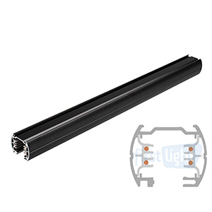 Ivela rail triphasé apparent rond noir